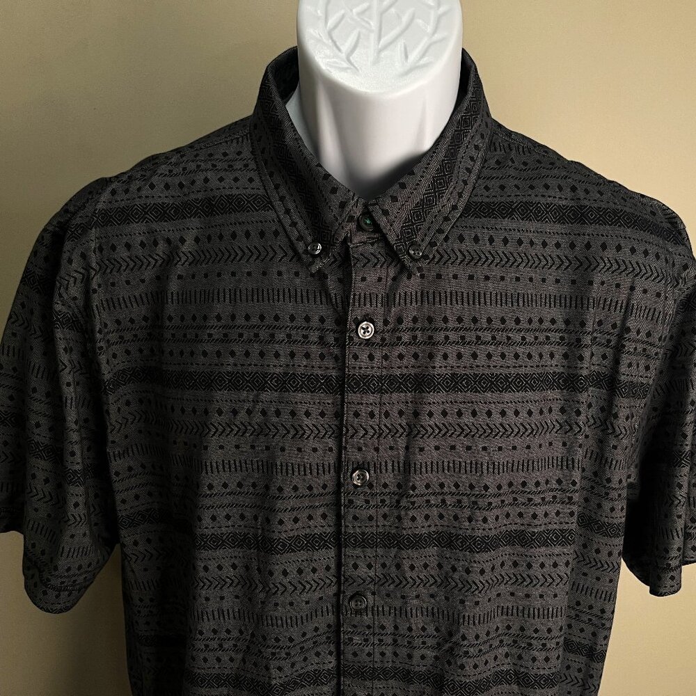 🌺⛳ Linksoul Men’s Gray Black Hawaiian Tribal Golf Shirt XL EUC